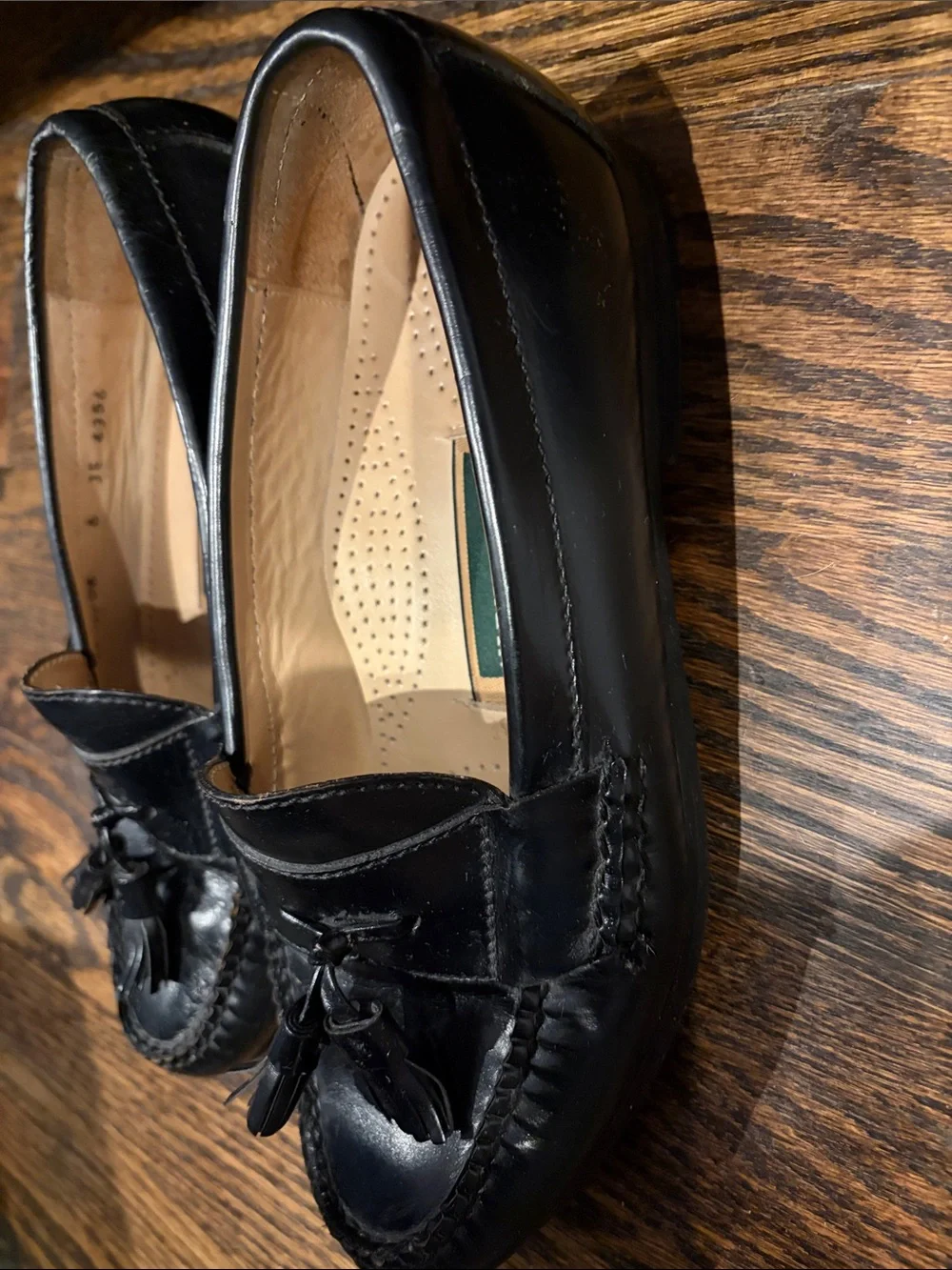 Cole Haan Black Leather Tassel Penny Loafers